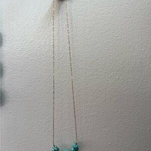 Chic 24k plated Gold Necklace with real Turquoise Accents